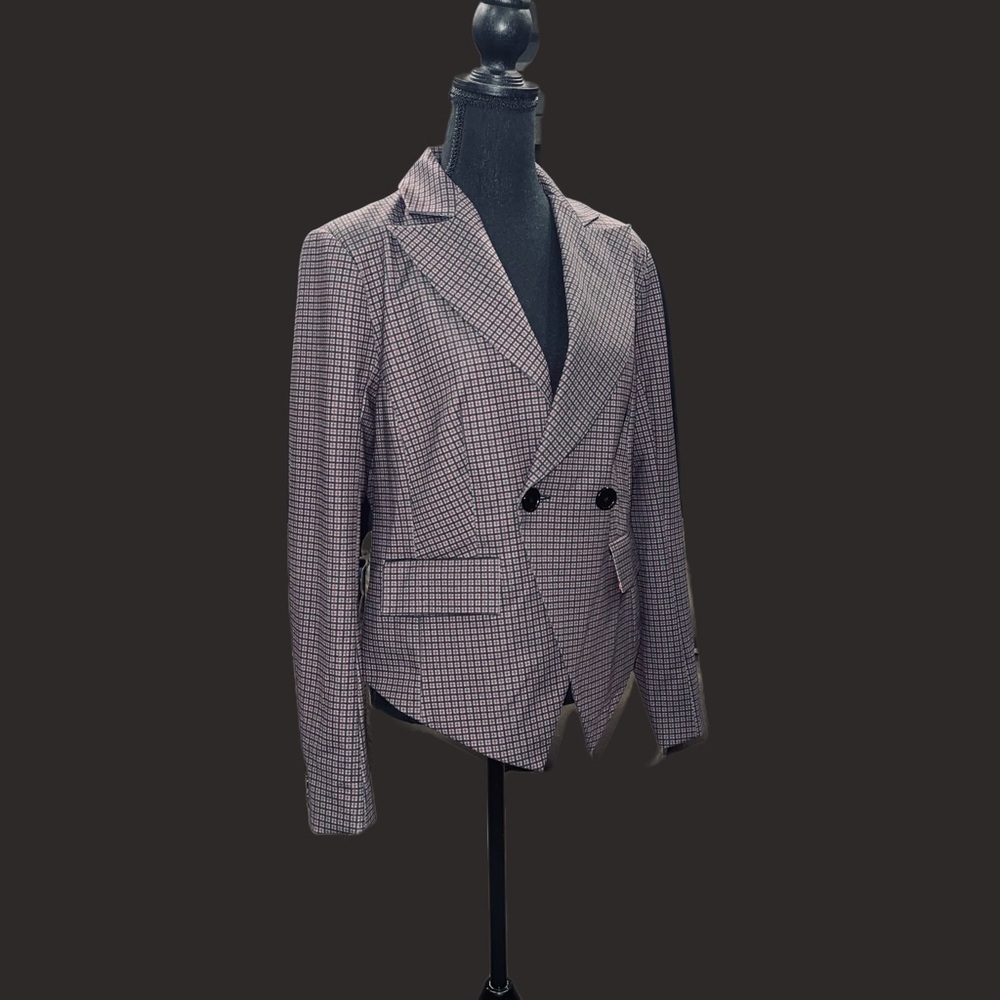 Jou Jou Plaid Double Breasted Coat Jacket Blazer Medium